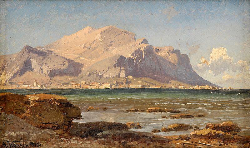 Adalbert Waagen Bucht von Palermo mit Blick auf Monte Pellegrino Norge oil painting art